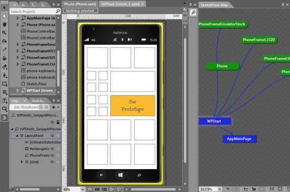 SketchFlow Prototype Project Nokia Lumia 1520 Windows Phone AppDev Blend Visual Studio