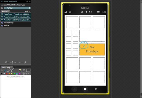SketchFlow Prototype Nokia Lumia 1520 Windows Phone AppDev Blend Visual Studio